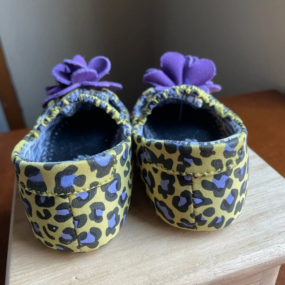 Trumpette girls size 4 purple cheetah print slip on shoes 12-18 months